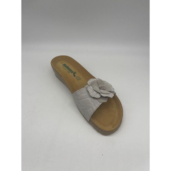 BioNatura Women Gray Textured Leather Platform Slide Sandal Size 41 (9.5) - Picture 2 of 8